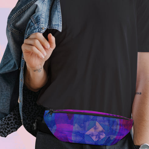 Blue Glitch Fanny Pack